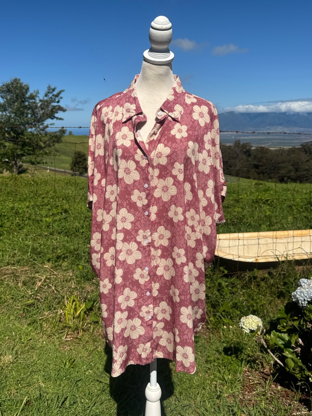 Mahinalani Haven Hawaii Leilani Shirt Dress Cover up resortwear Beach Oversized